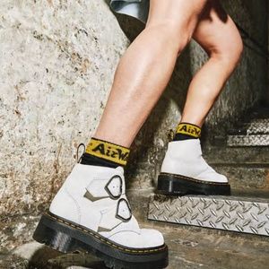 Dr. Martens White Devon Heart Platform Boot